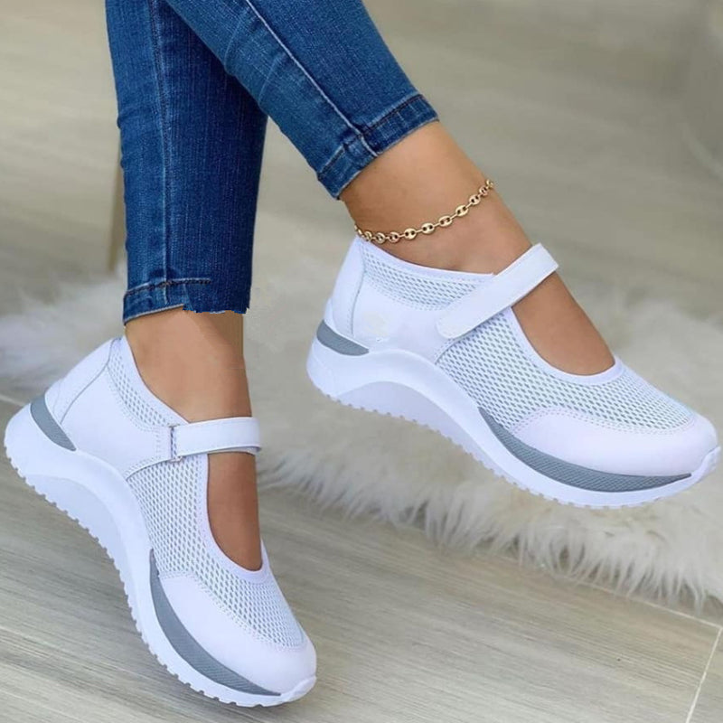 Breathable Mesh White Sports Shoes for Women