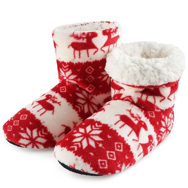 Winter Fur Slippers for Women - Warm Christmas Shoes