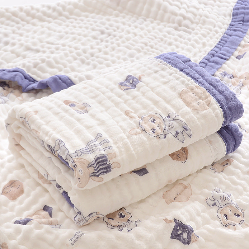 Fluffy Muslin Cotton Baby Blankets with Kids Print