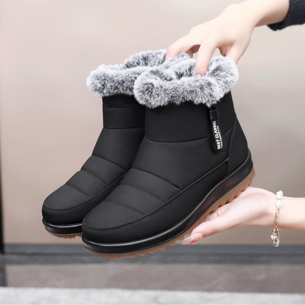 Thick Thermal Cotton Boots with Non-slip Waterproof Sole