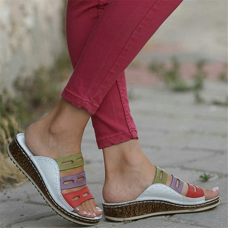 Color Block Wedge Heel Platform Shoes for Women