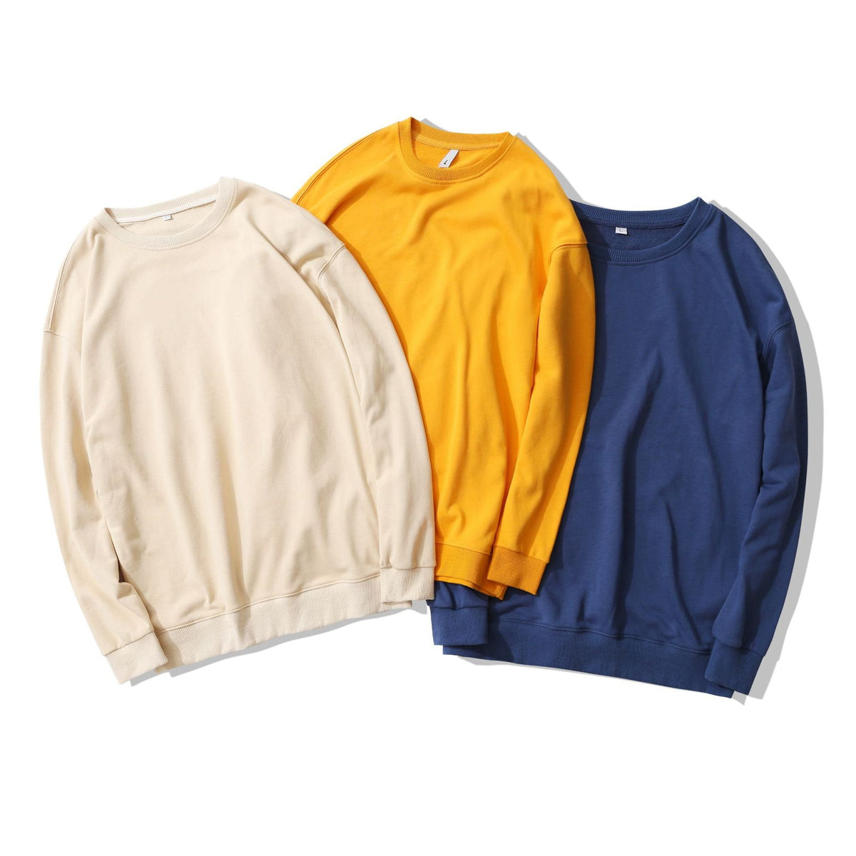 Men's Long-Sleeved Solid Color Round Neck Terry Sweater