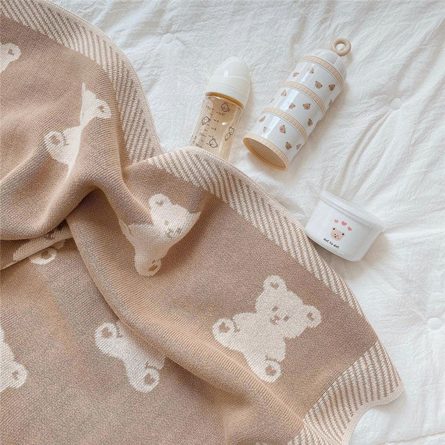 Warm Knitted Blanket for Baby Stroller