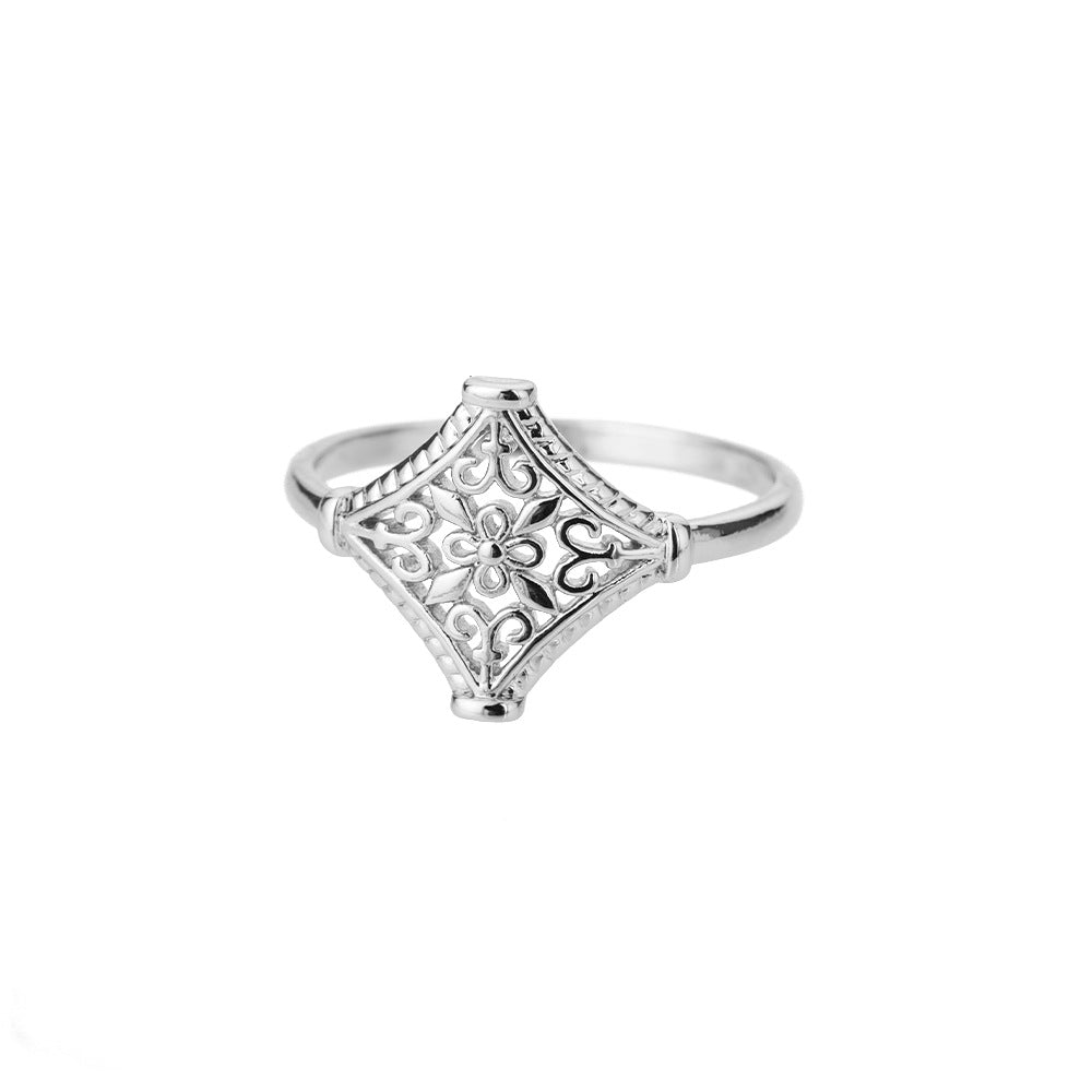 Geometric Heart-Shaped Zircon Open Ring for Women