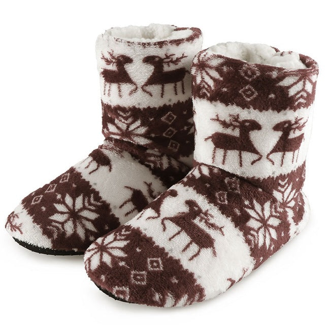 Winter Fur Slippers for Women - Warm Christmas Shoes