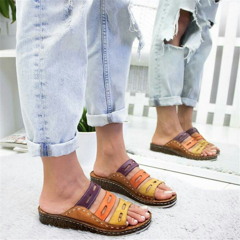 Color Block Wedge Heel Platform Shoes for Women