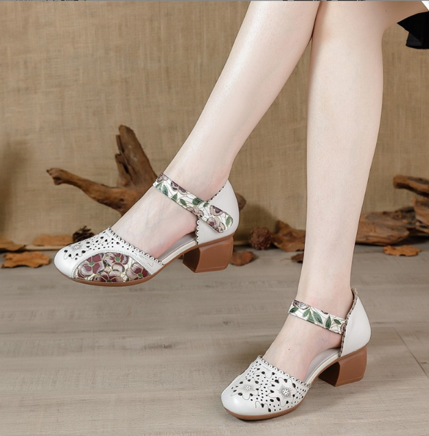 Printed Casual Shoes for Women - Summer Chunky Heels