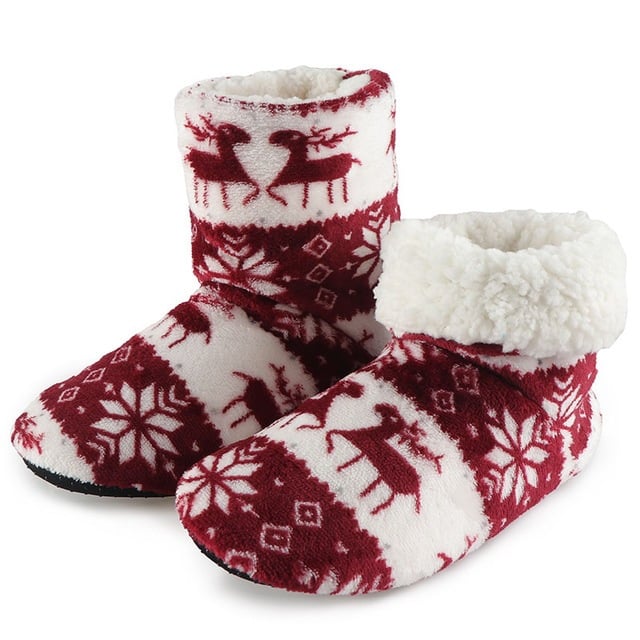 Winter Fur Slippers for Women - Warm Christmas Shoes