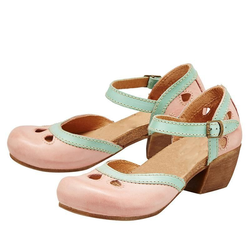 Color Block Block-Heel Casual Shoes for Women