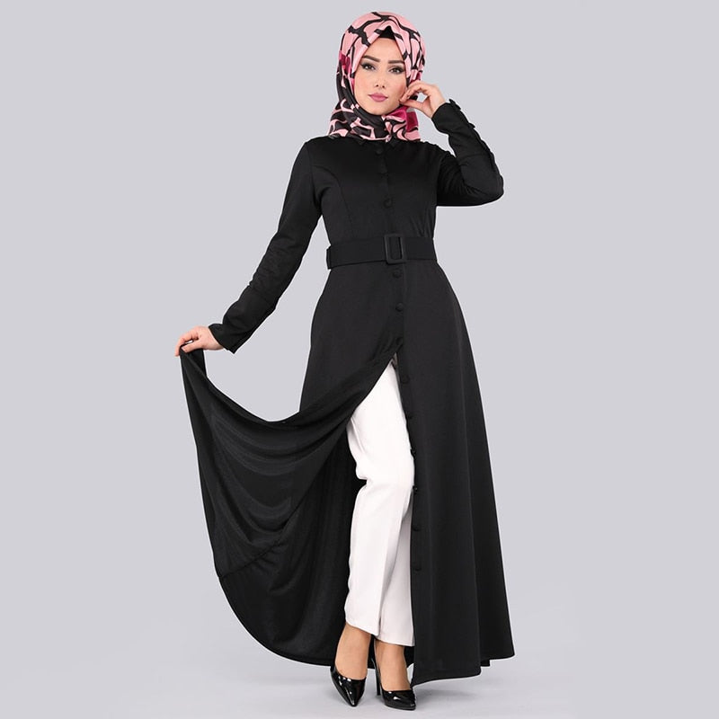 Casual Fashion Arabic Style Long Dress with Belt