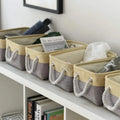 Collapsible Linen Fabric Storage Bin with Handles