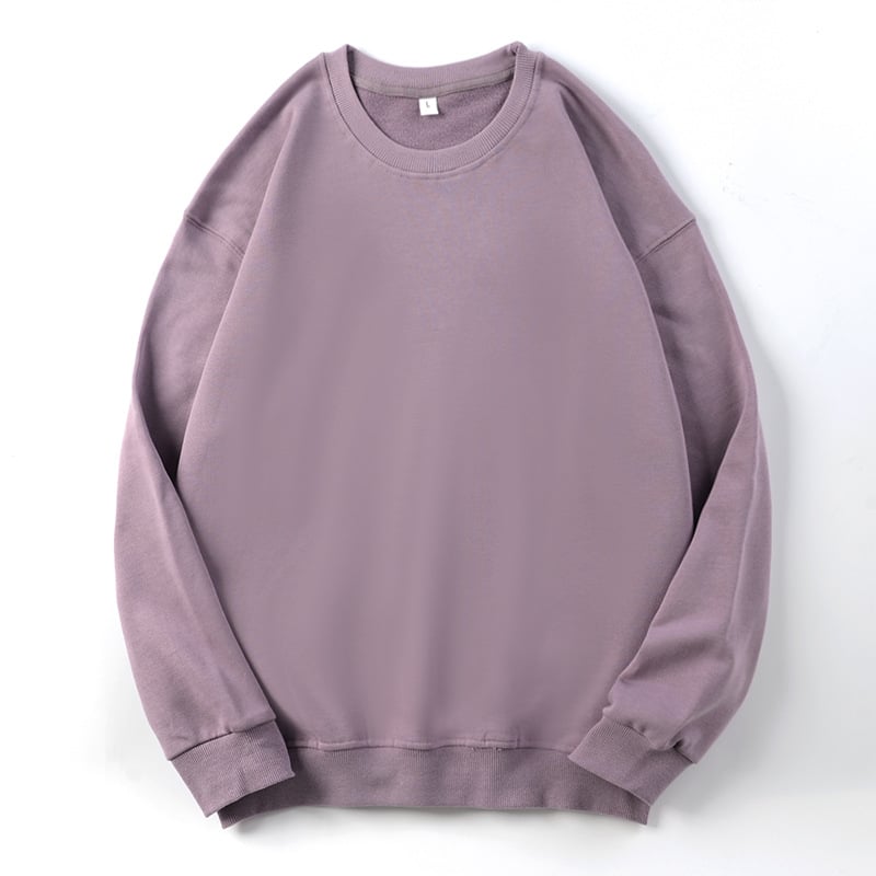 Men's Long-Sleeved Solid Color Round Neck Terry Sweater