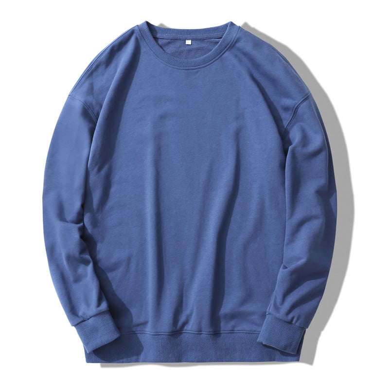 Men's Long-Sleeved Solid Color Round Neck Terry Sweater