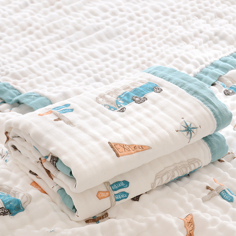 Fluffy Muslin Cotton Baby Blankets with Kids Print