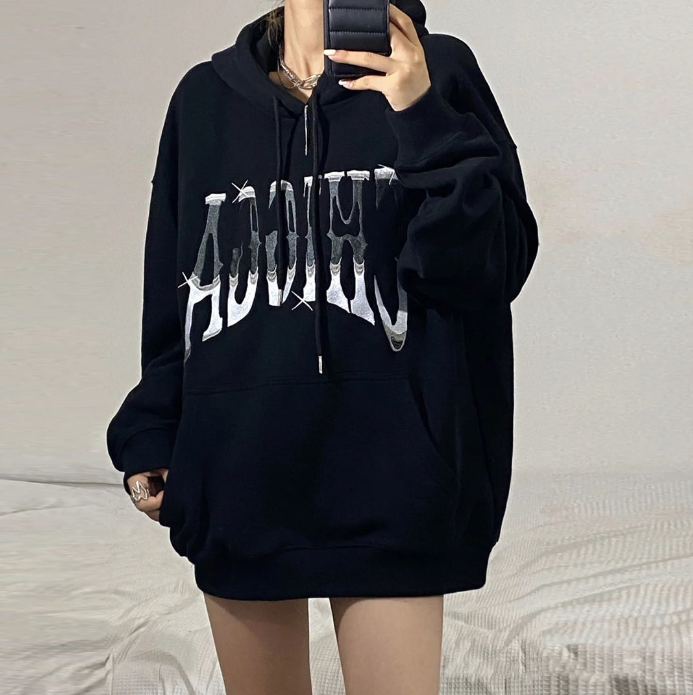 Hooded Long Sleeve All-Match Printed Top
