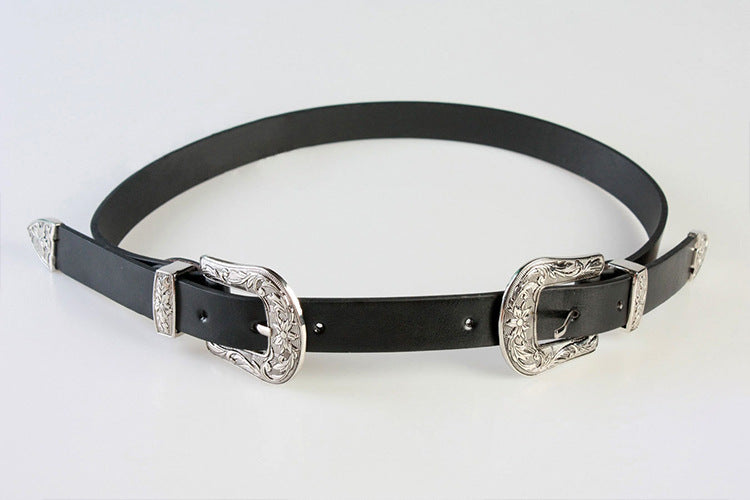 Elegant Versatile Women's Fashion Belt with Double Buckle