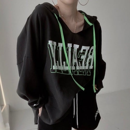 Hooded Long Sleeve All-Match Printed Top