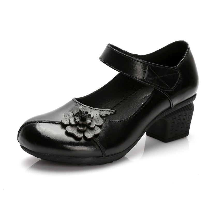 Genuine Leather Vintage Mary Jane Shoes for Women
