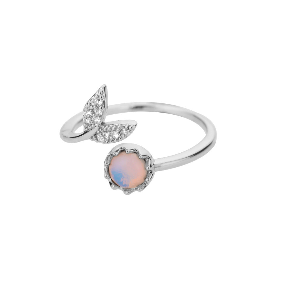 Geometric Heart-Shaped Zircon Open Ring for Women