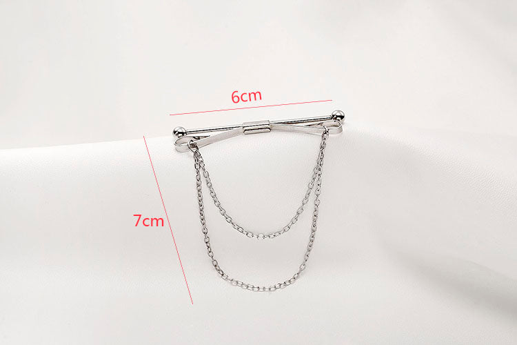 Men's Simple Tassel Chain Shirt Collar Brooch