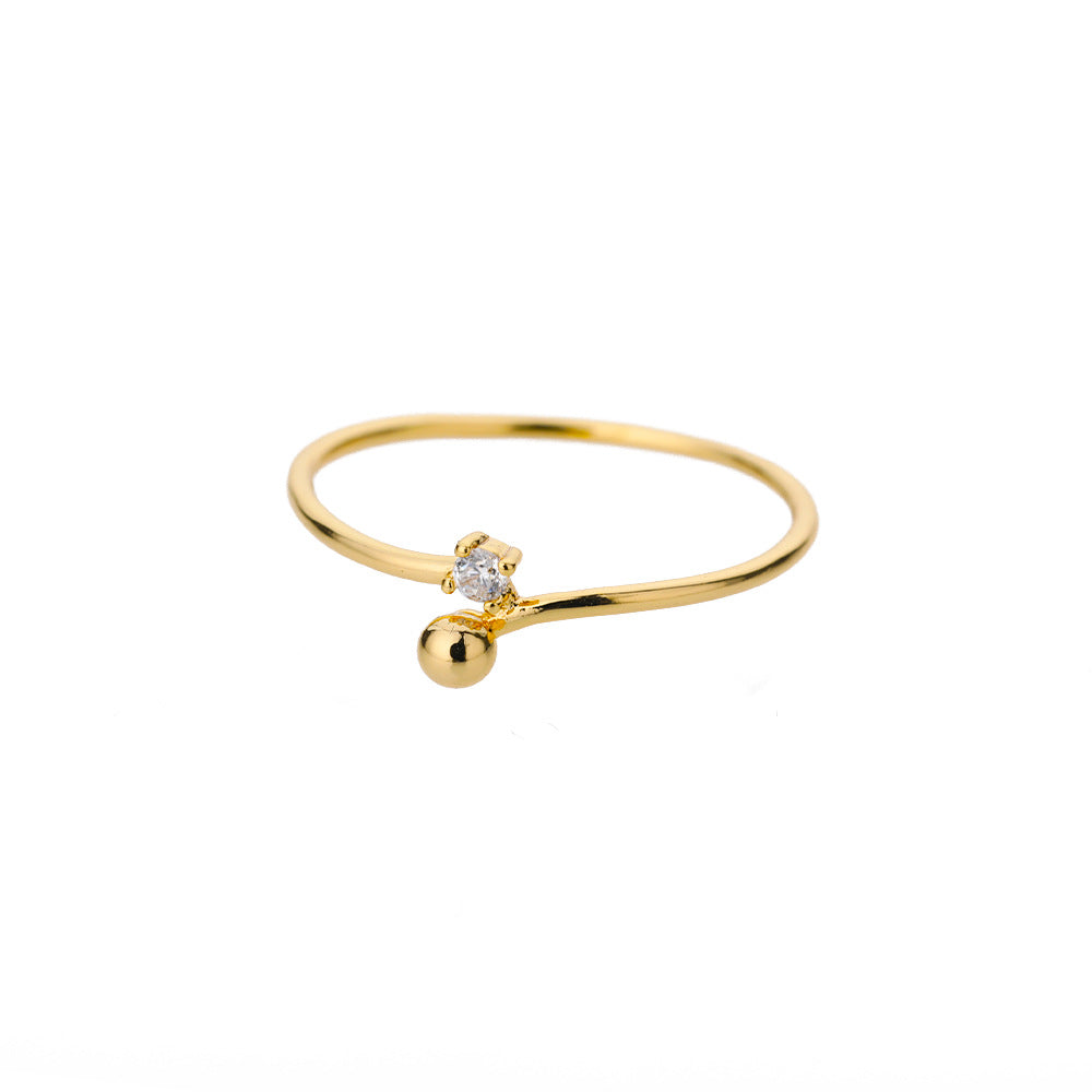 Geometric Heart-Shaped Zircon Open Ring for Women