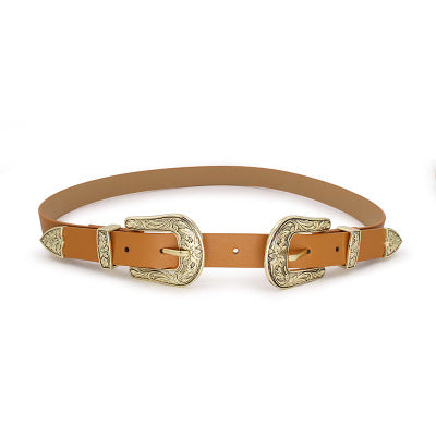 Elegant Versatile Women's Fashion Belt with Double Buckle
