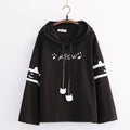 Cute Cartoon Cat Paw Embroidery Long Sleeve Hoodie