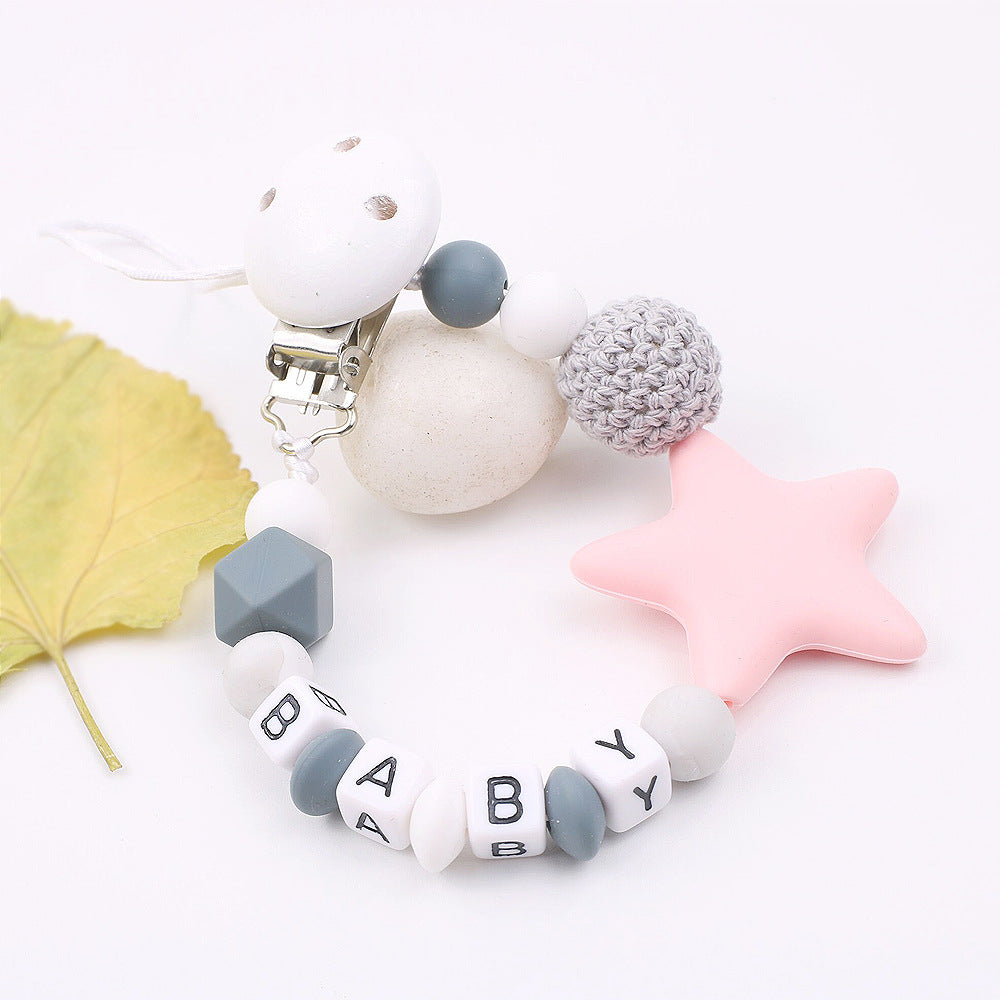 Silicone Pentagram Pacifier Holder Chain