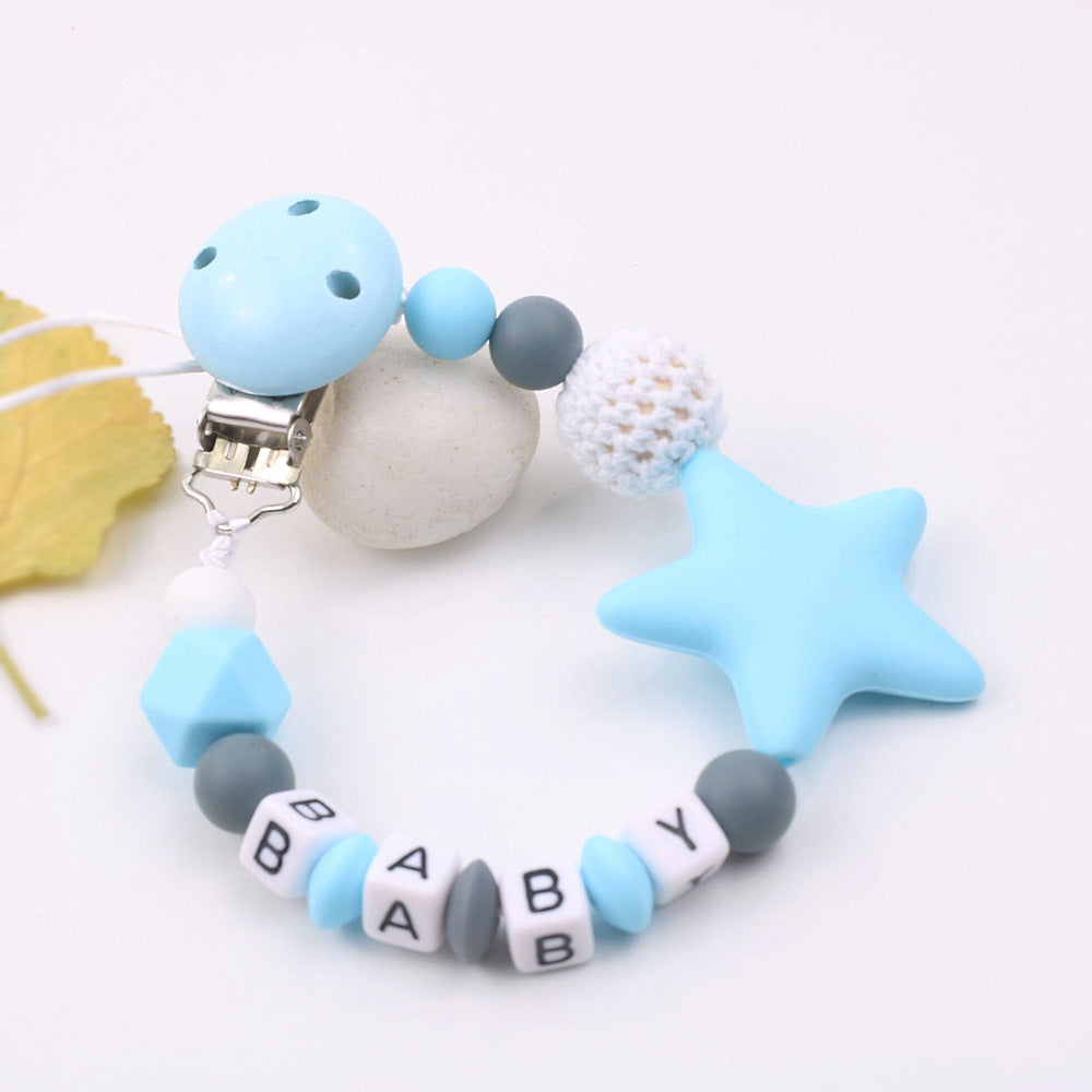 Silicone Pentagram Pacifier Holder Chain
