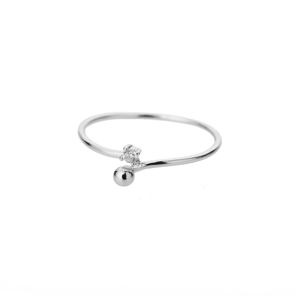 Geometric Heart-Shaped Zircon Open Ring for Women