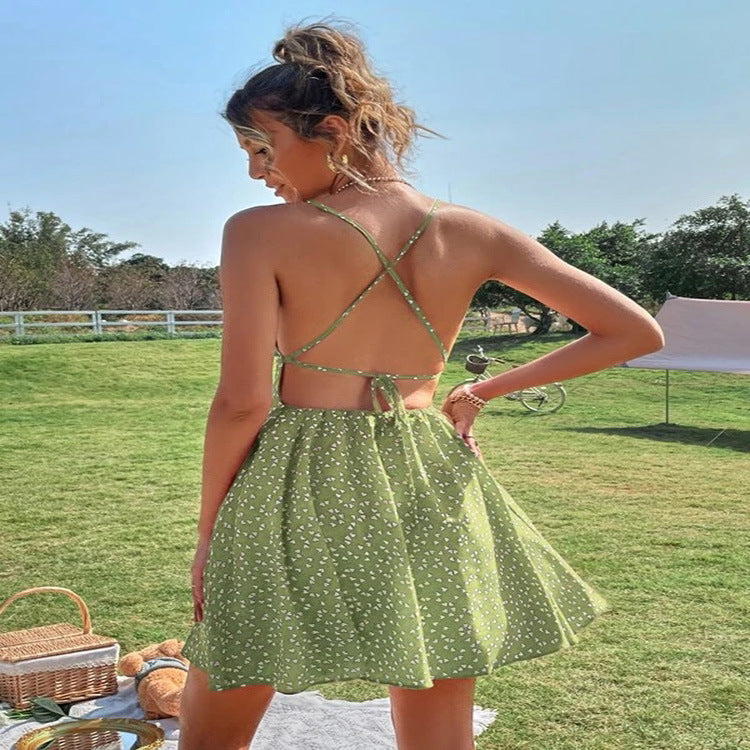 Women's Sexy Backless Halter Tank Dress for Daily Wear