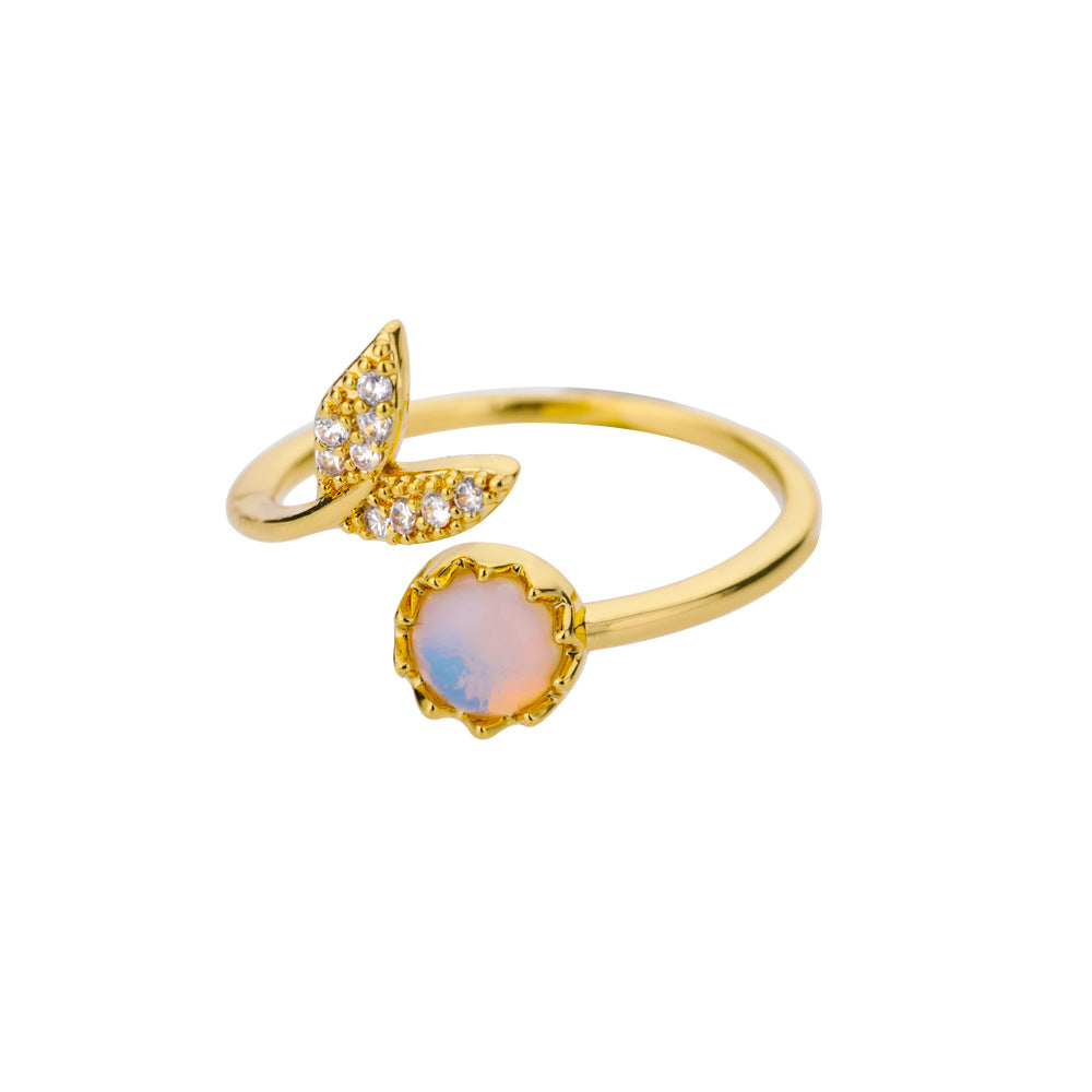 Geometric Heart-Shaped Zircon Open Ring for Women