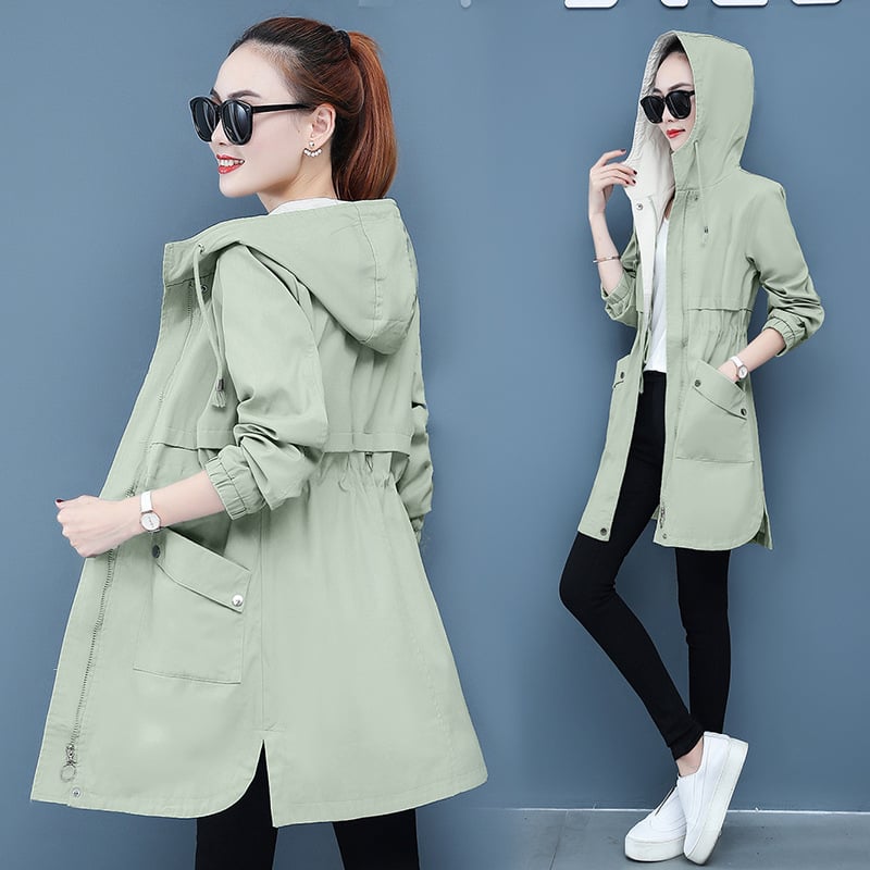 Slim Loose Mid-Length Windbreaker for Women