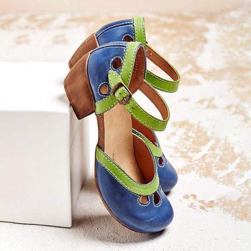 Color Block Block-Heel Casual Shoes for Women